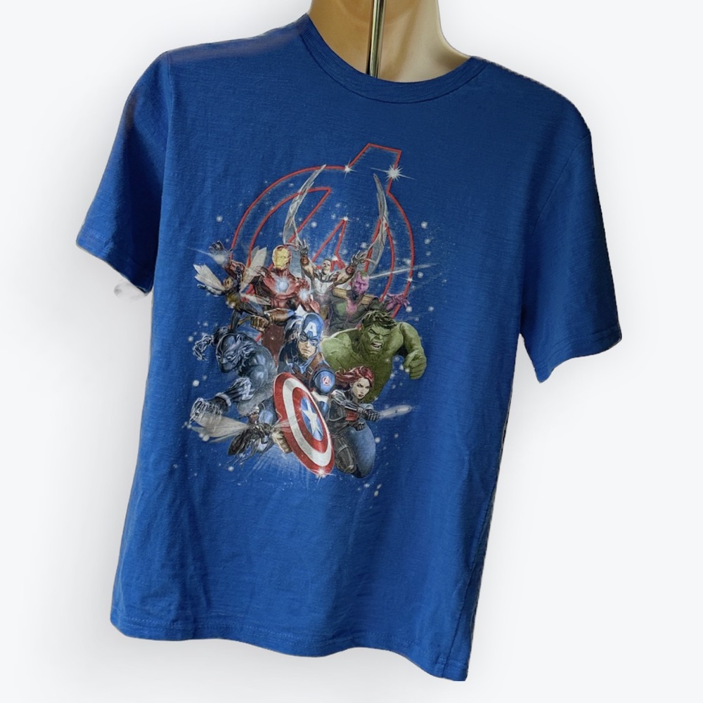 Marvel “The Avengers” Bright Blue Short Sleeve Tee ~ Kid XL (Maybe Womens Small)